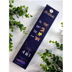 4 IN 1: Palo Santo, Dragons Blood, French Vanilla, Sandal, Bestofindia (4 В 1: Пало Санто, Кровь Дракона, Французская Ваниль, Сандал, премиум благовония, Бэстофиндия), 70 г. (20 палочек + подставка в подарок)