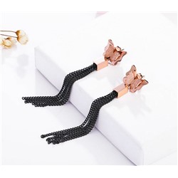 15%SALE! Длинные серьги - цепочки из ювелирной стали, Бабочки, 2 в 1, 1 пара.