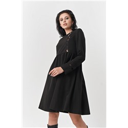 Платье повседневное свободное с длинным рукавом черное