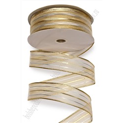 Лента декоративная 3,8 см*40 ярд (с проволокой по краям) 38-003