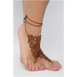 Барефуты Вязанные украшения на ноги (терракот) БФ03