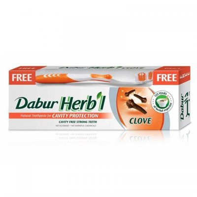 Herb'l CLOVE Dabur (Дабур Хербл Клов защита полости рта с гвоздикой (зубная щетка в подарок)), 150 г.