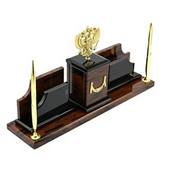 Письменный прибор из обсидиана "Герб РФ" 400*100*210мм