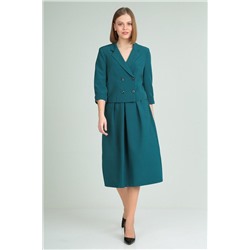 Viola Style 2655-3 темно-бирюзовый_с_принтом, Юбка,  Жакет
