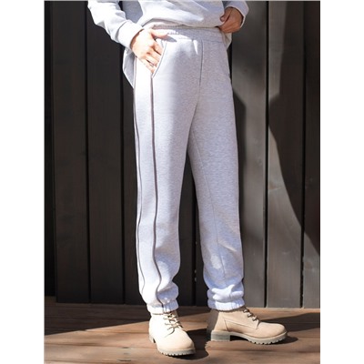 Теплые брюки джоггеры из эластичного футера трехнитки с начесом