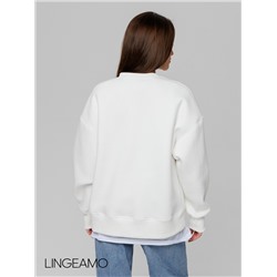 Женский свитшот оверсайз из футера с начесом Lingeamo молочный ВК-23 (131)