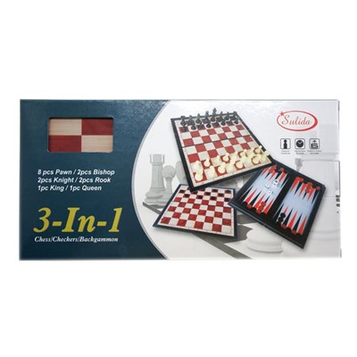 Шахматы магнитные 3в1 (нарды+шашки+шахматы) 25*12см / коробка 388581
