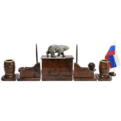 Настольный набор из обсидиана "Медведь" 950*340*280мм