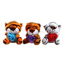 Мягкая игрушка «Тигрёнок с цветком», 8 см, на подвесе, цвета МИКС