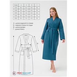 Женский вафельный халат с планкой темно-бирюзовый В-02 (23)