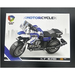 Конструктор MOTORCYCKLE Мотоцикл серо-синий 281дет. 28*21см  / 47003-1