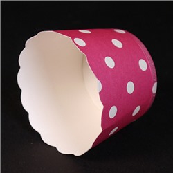 Бумажные стаканчики для кексов Малиновые в горох 50*45 мм, 10 шт