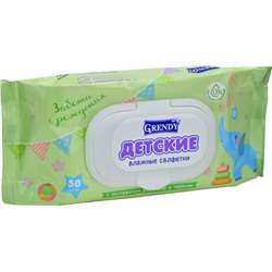 Салфетки влажные ГРЕНДИ Для детей  50шт Череда и ромашка  (с клапаном)