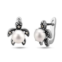 Серьги, жемчуг , марказит, SL-AGA1608