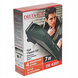 Машинка для стрижки волос 7 Вт DELTA LUX DE-4201 зеленая
