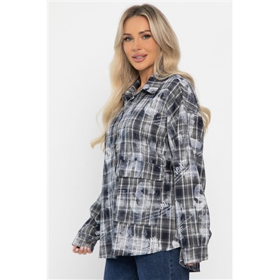 Рубашка хлопковая Шэрри (серо-синяя) Б14306-18М
