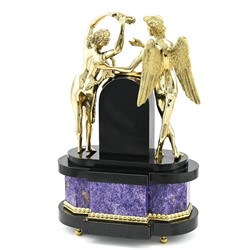 Часы интерьерные из камня чароит "Амур и Психея" 200*125*285мм