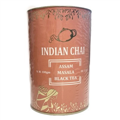 Indian Chai ASSAM MASALA BLACK TEA, Bharat Bazaar (АССАМ Масала, ЧЕРНЫЙ ЧАЙ, Бхарат Базаар), банка 100 г.