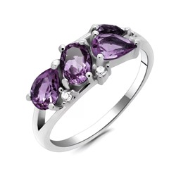 Кольцо из серебра аметист, Лиана