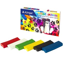 Пластилин  6цв.  Alingar 90г Кот без стека  AL8350