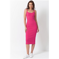 Платье-лапша летнее трикотажное из хлопка розовое