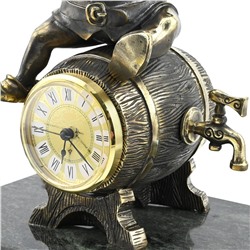 Часы "Гном пивник" из бронзы на подставке из змеевика 260*140*245мм