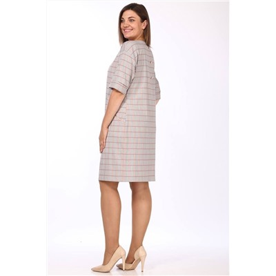 Lady Style Classic 926/12 серый_с_розовым_"Клетка", Платье