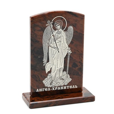 Икона из обсидиана арка "Ангел хранитель" 75*35*105мм