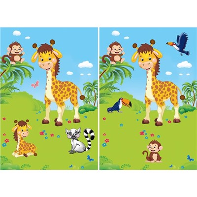 Наклейки Развивающие многораз.  Зоопарк 12 цв.стр. +2л. накл. 23,5*16см  30612