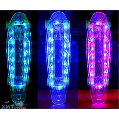 Скейтборд прозрачный с LED подсветкой (10 режимов света) в ассортименте 6028, 6028-1
