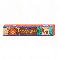 GOOD VIBES Premium Incense Sticks, Satya (ХОРОШИЕ ВИБРАЦИИ премиальные благовония, Сатья), 15 г.