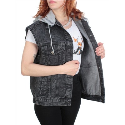 806 BLACK/GRAY Джинсовый жилет женский (100% хлопок) размер 56