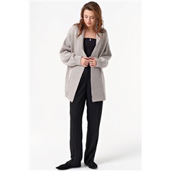 Кардиган вязаный оверсайз теплый без застежки светло-серый