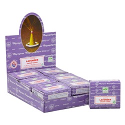 LAVENDER DHOOP CONES, Satya (ЛАВАНДА конусные благовония, Сатья), уп. 12 конусов + подставка.