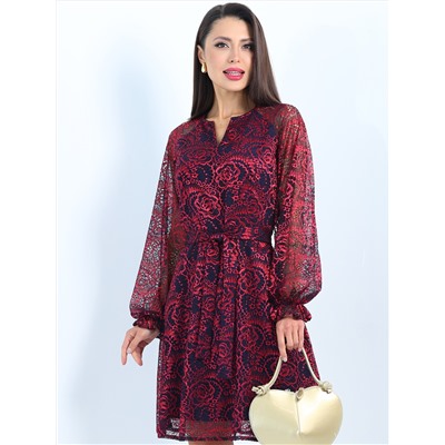 Платье из гипюра нарядное с поясом