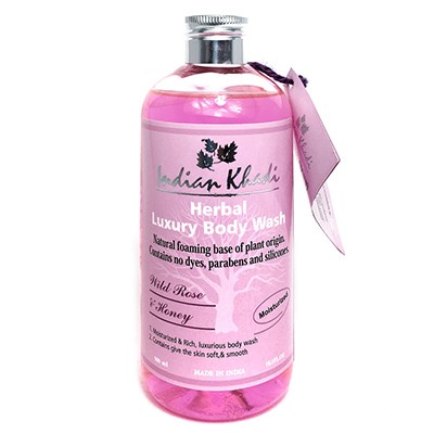 Herbal Body Wash WILD ROSE & HONEY, Indian Khadi (Натуральный увлажняющий гель для душа ДИКАЯ РОЗА И МЁД, Индиан Кхади), 300 мл.