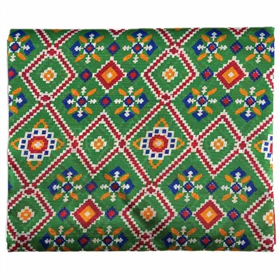 Сари TILAK с печатным принтом ЭТНИКА, цвет КРАСНО-ЗЕЛЕНЫЙ (Size: Onesize, с отрезом для блузы), РАЗНЫЙ ДИЗАЙН, 1 шт.