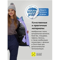 Горнолыжный костюм женский зимний сиреневого цвета 0707Sn