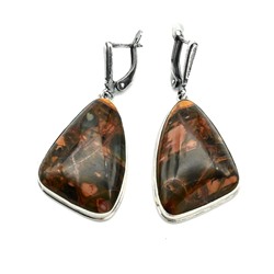 Серьги яшма Пикассо "Грация" 21*31мм.