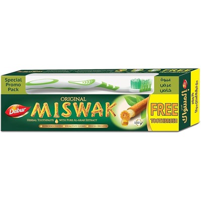Toothpaste MISWAK, Dabur (Зубная паста МИСВАК (зубная щетка в подарок), Дабур), 190 г.