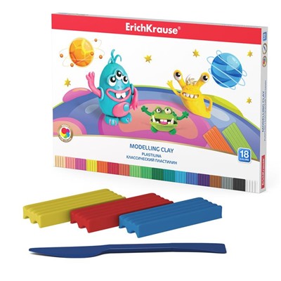 Пластилин 18цв. Erich Krause 324гр. Cosmic Monsters со стеком  58471