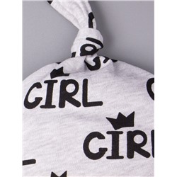 Шапка трикотажная с отвором, узелок, girl, светло-серый