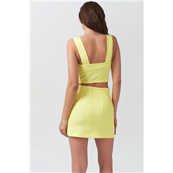 Мини-юбка летняя а-силуэта неоновая желтая