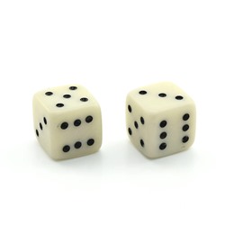 Кубик-зарик 10*10мм белый комплект 2шт