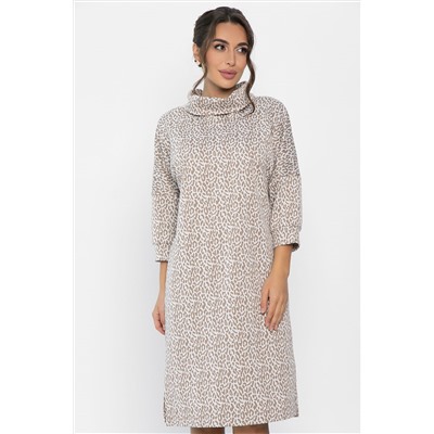 Платье трикотажное Никс (бежевый лео) П14279-4М