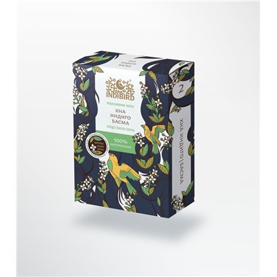 Indibird окрашивание волос ХНА ИНДИГО БАСМА (indigo basma henna), Индибёрд, 100 г.