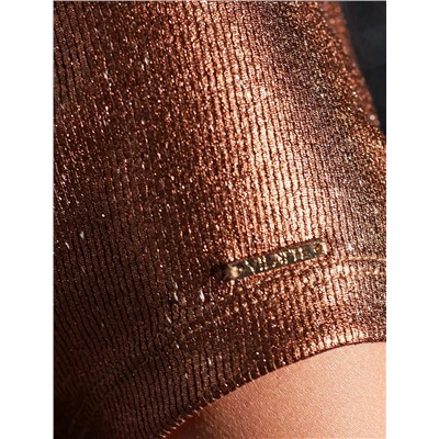 Футболка облегающая из хлопка в рубчик с вырезом лодочка с матовым покрытием металлик