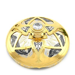 Икорница элитная с камнем нефрит "Большой осетр" Златоуст