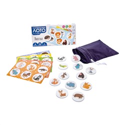 Обучающее лото для детей «Животные» с пластиковыми фишками