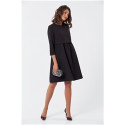 Платье повседневное свободное со сборкой черное